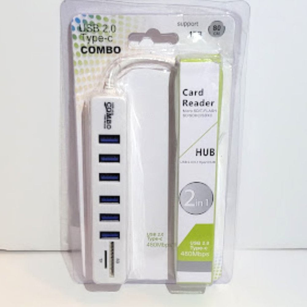 USB Hub 6 Port Expander USB 2.0/3.0 SD/TF Card Reader
